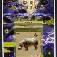 Malawi 2005 Animals of Africa - Hippopotamus perf m/sheet with Scout Logo, unmounted mint