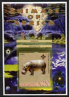 Malawi 2005 Animals of Africa - Hippopotamus perf m/sheet with Scout Logo, unmounted mint