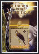 Malawi 2005 Birds of Africa - Serpent Eagle perf m/sheet with Scout Logo and Lion in background, unmounted mint
