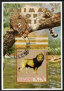 Malawi 2005 Animals of Africa - Lion perf m/sheet with Scout Logo, other big cats in background, fine cto used