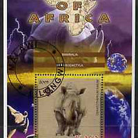 Malawi 2005 Animals of Africa - Rhinoceros perf m/sheet with Scout Logo, fine cto used