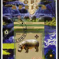 Malawi 2005 Animals of Africa - Hippopotamus perf m/sheet with Scout Logo, fine cto used