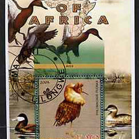 Malawi 2005 Birds of Africa - Ruff perf m/sheet with Scout Logo and Ducks in background, fine cto used