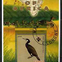 Malawi 2005 Birds of Africa - Cormorant perf m/sheet with Scout Logo and Ducks in background, fine cto used
