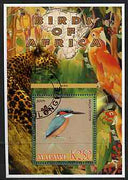 Malawi 2005 Birds of Africa - Kingfisher perf m/sheet with Scout Logo, Parrots & Big Cat in background, fine cto used