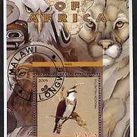 Malawi 2005 Birds of Africa - Osprey perf m/sheet with Scout Logo and Lion in background, fine cto used