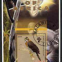 Malawi 2005 Birds of Africa - Serpent Eagle perf m/sheet with Scout Logo and Lion in background, fine cto used