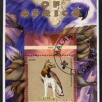 Malawi 2005 Birds of Africa - Martial Eagle perf m/sheet with Scout Logo, fine cto used