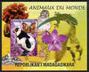 Madagascar 1999 Animals of the World #08 perf m/sheet showing Lemur #2, background shows Owl, Butterfly, Lizard & Orchid, fine cto used