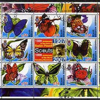 Antigua - Redonda 2005 Scout Anniversaries - Butterflies #01 perf sheetlet containing set of 8 values plus label cto used