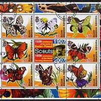 Antigua - Redonda 2005 Scout Anniversaries - Butterflies #02 perf sheetlet containing set of 8 values plus label cto used