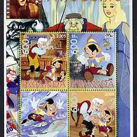 Rwanda 2005 Disney's Pinocchio perf sheetlet containing 4 values unmounted mint