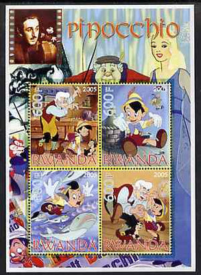 Rwanda 2005 Disney's Pinocchio perf sheetlet containing 4 values unmounted mint