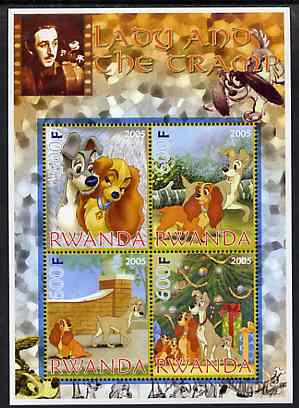 Rwanda 2005 Disney's Lady & The Tramp perf sheetlet containing 4 values unmounted mint