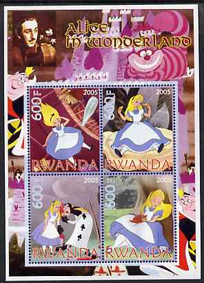 Rwanda 2005 Disney's Alice In Wonderland perf sheetlet containing 4 values unmounted mint