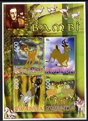 Rwanda 2005 Disney's Bambi perf sheetlet containing 4 values unmounted mint