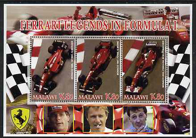 Malawi 2005 Ferrari Legends in Formula 1 #1 perf sheetlet containing 3 values unmounted mint