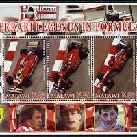 Malawi 2005 Ferrari Legends in Formula 1 #2 perf sheetlet containing 3 values unmounted mint