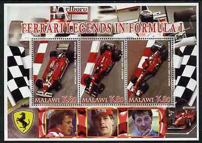 Malawi 2005 Ferrari Legends in Formula 1 #2 perf sheetlet containing 3 values unmounted mint