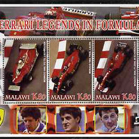 Malawi 2005 Ferrari Legends in Formula 1 #3 perf sheetlet containing 3 values unmounted mint