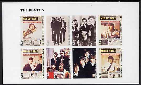 Kuril Islands 2001 The Beatles imperf sheetlet containing set of 8 values unmounted mint