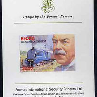 St Vincent - Bequia 1986 Locomotives & Engineers (Leaders of the World) $2.50 (Sir Nigel Gresley & Mallard) imperf proof mounted on Format International proof card