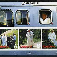 Kosova 2000 Pope John Paul II #1 imperf sheetlet containing set of 3 values unmounted mint