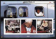 Kosova 2000 Pope John Paul II #2 imperf sheetlet containing set of 3 values unmounted mint