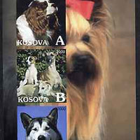 Kosova 2000 Dogs imperf sheetlet containing set of 3 values unmounted mint