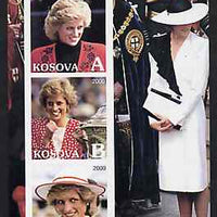 Kosova 2000 Diana, Princess of Wales in Memoriam imperf sheetlet containing set of 3 values unmounted mint