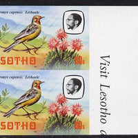 Lesotho 1981 Cape Longclaw 60s def in unmounted mint imperf pair (as SG 446)*
