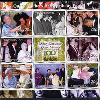 Kyrgyzstan 2000 Queen Mother's 100th Birthday #3 perf sheetlet containing 9 values unmounted mint