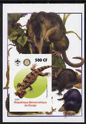 Congo 2005 Dinosaurs #09 - Hypsognathus imperf m/sheet with Scout & Rotary Logos, background shows Moles etc unmounted mint