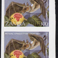 Zambia 1989 Fruit Bat 10K value unmounted mint imperf pair (as SG 574)*