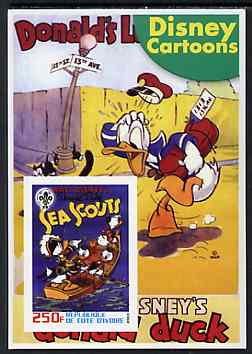 Ivory Coast 2003 Disney Cartoons #01 - Donald Duck's Sea Scouts imperf souvenir sheet with Scout Logo, unmounted mint