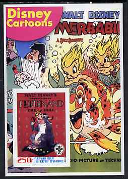 Ivory Coast 2003 Disney Cartoons #02 - Ferdinand The Bull imperf souvenir sheet with Scout Logo, unmounted mint