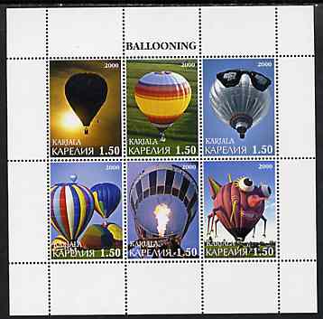 Karjala Republic 2000 Ballooning perf sheetlet containing set of 6 values complete unmounted mint