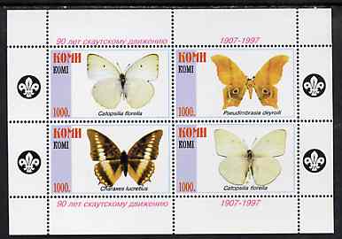 Komi Republic 1997 Butterflies perf sheetlet containing 4 values (Scout logo in margins) unmounted mint