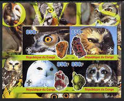 Congo 2005 Owls & Minerals imperf sheetlet containing 4 values (each with Scout Logo) unmounted mint