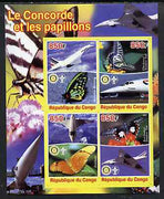 Congo 2005 Concorde & Butterflies imperf sheetlet containing 4 values (each with Scout & Rotary Logos) unmounted mint