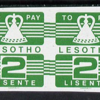 Lesotho 1986 Postage Due 2s light green in unmounted mint imperf pair, SG D19var