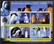 Congo 2005 Roald Amundsen Commemoration (Penguins & Lighthouses) perf sheetlet containing 4 values (each with Scouts Logo) unmounted mint