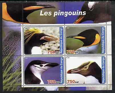 Congo 2005 Penguins perf sheetlet containing 4 values unmounted mint
