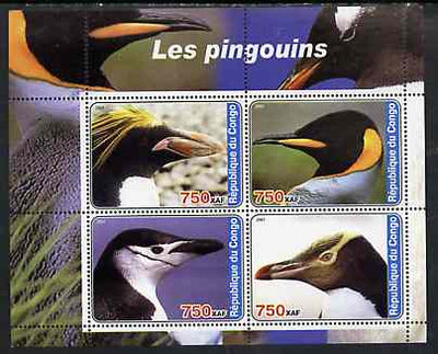 Congo 2005 Penguins perf sheetlet containing 4 values unmounted mint