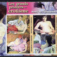 Burundi 2004 Nude paintings - Toulouse-Lautrec imperf sheetlet containing set of 4 values unmounted mint