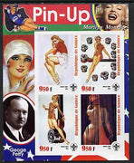 Guinea - Conakry 2003 Pin-up Art of George Petty featuring Marilyn Monroe imperf sheetlet containing 4 values (each with Scout logo) unmounted mint