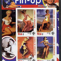Guinea - Conakry 2003 Pin-up Art of Bill Medcalf featuring Marilyn Monroe imperf sheetlet containing 4 values (each with Scout logo) unmounted mint