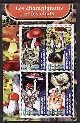 Madagascar 2004 Fungi & Cats perf sheetlet containing set of 4 values unmounted mint