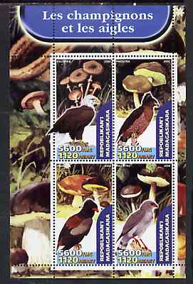 Madagascar 2004 Fungi & Eagles perf sheetlet containing set of 4 values unmounted mint