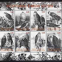 South Ossetia Republic 1999 Birds of Prey perf sheetlet containing 8 values (black & white) unmounted mint